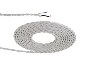 D0242  Cavo 1m White Braided Twisted 2 Core 0.75mm Cable